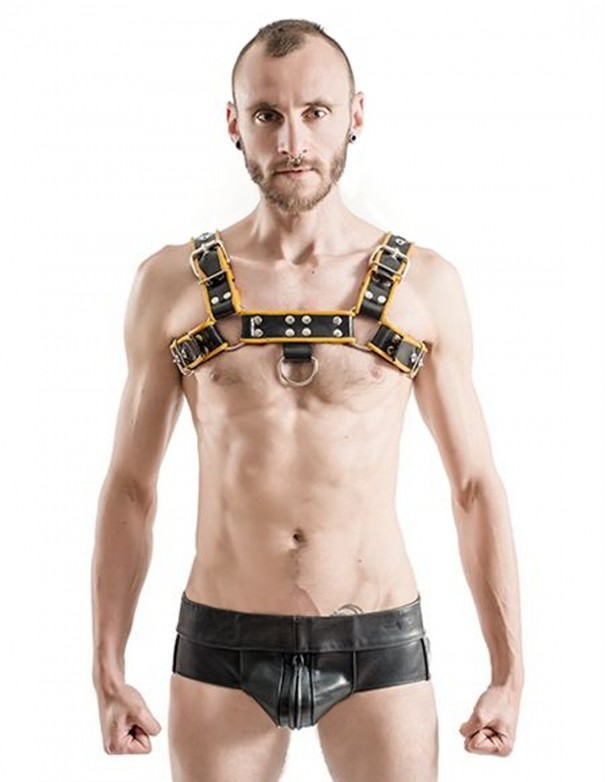 Mister B Rubber Chest Harness Premium Black Yellow
