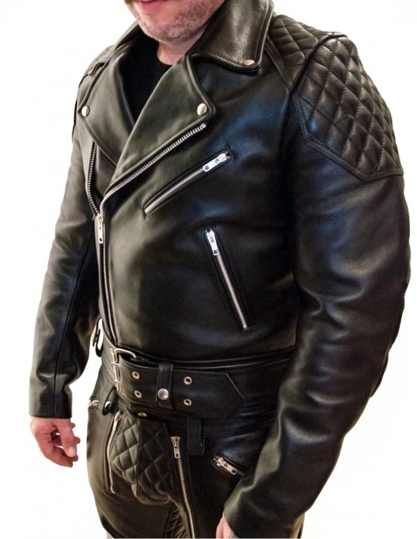 Mister B Leather Motor Jacket With Back Padding