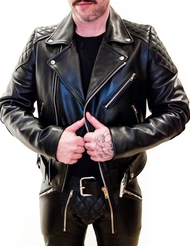Mister B Leather Motor Jacket With Back Padding