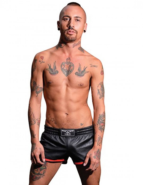 Mister B Leather Sport Shorts Red Stripe