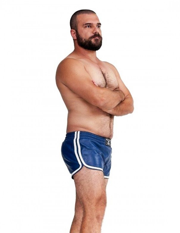 Mister B Leather Circuit Sport Shorts - Blue White