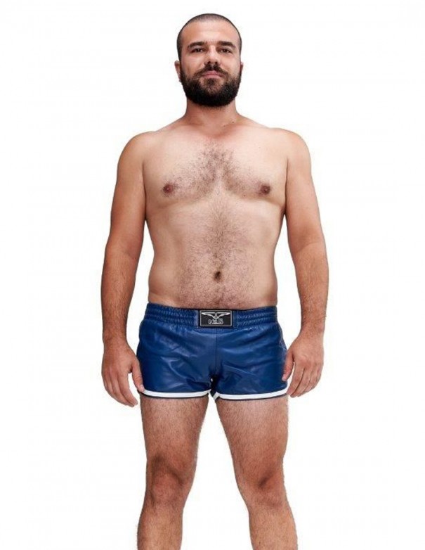 Mister B Leather Circuit Sport Shorts - Blue White