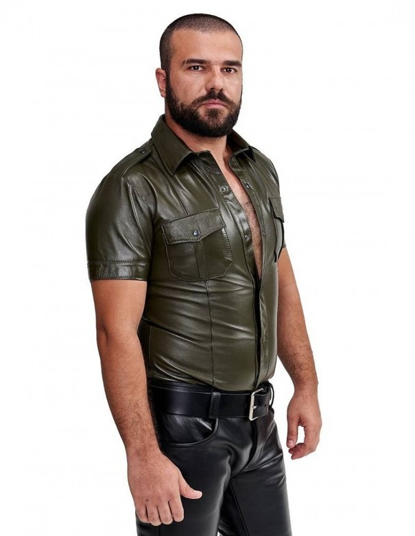 Mister B Sheep Leather Police Shirt Green