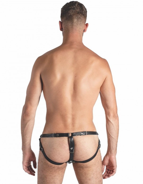 Mister B Leather Posing Pouch 3 Belts Full Conestuds Zip