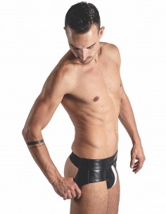 Mister B Leather Powerjock White Striped 2