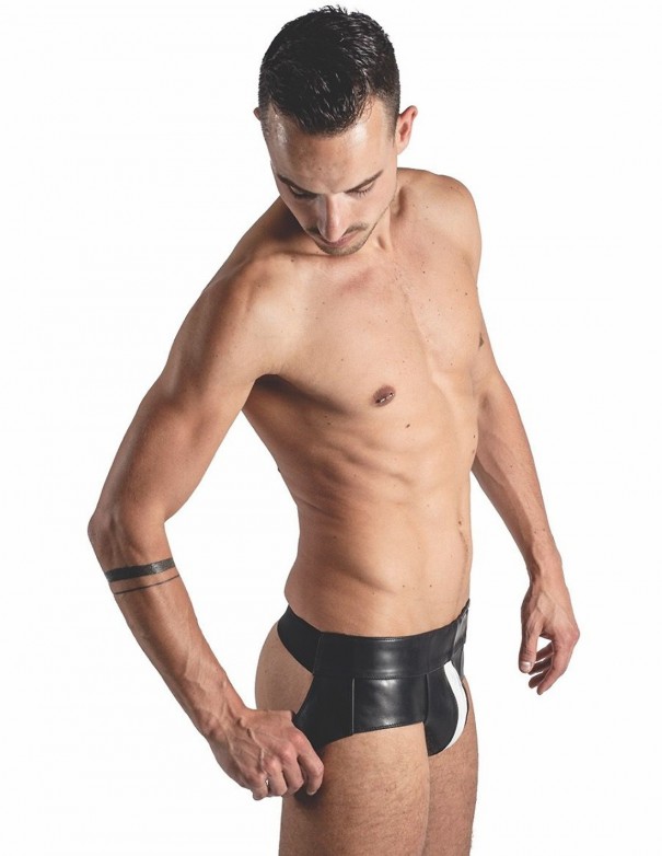 Mister B Leather Powerjock White Striped