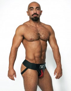 Mister B Leather Premium Jockstrap - Black Red 2