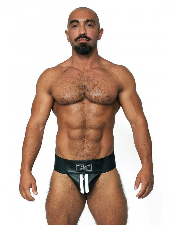 Mister B Leather Premium Jockstrap - Black White