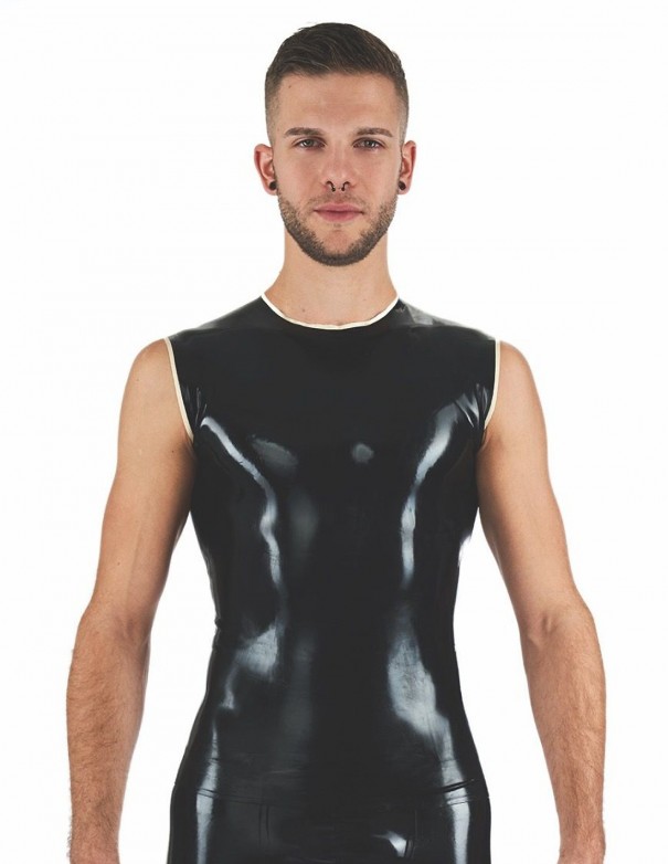 Mister B Rubber Sleeveless T-Shirt Black White