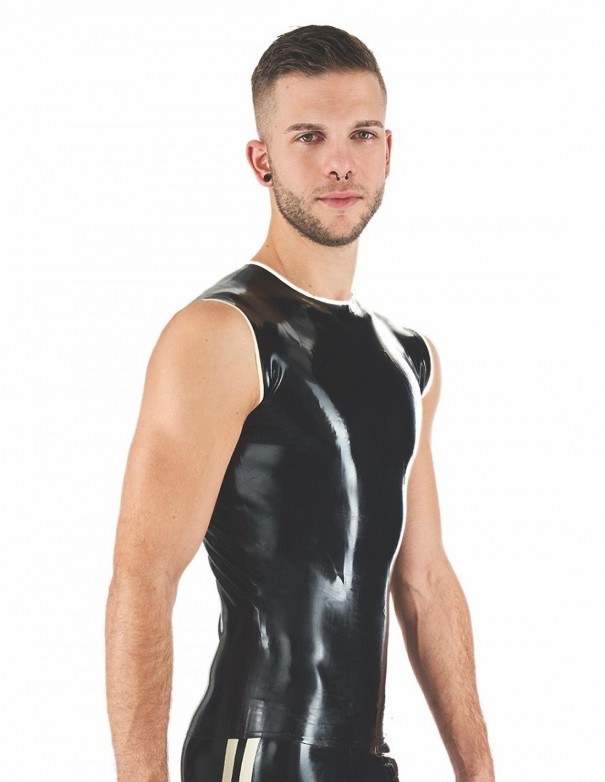Mister B Rubber Sleeveless T-Shirt Black White