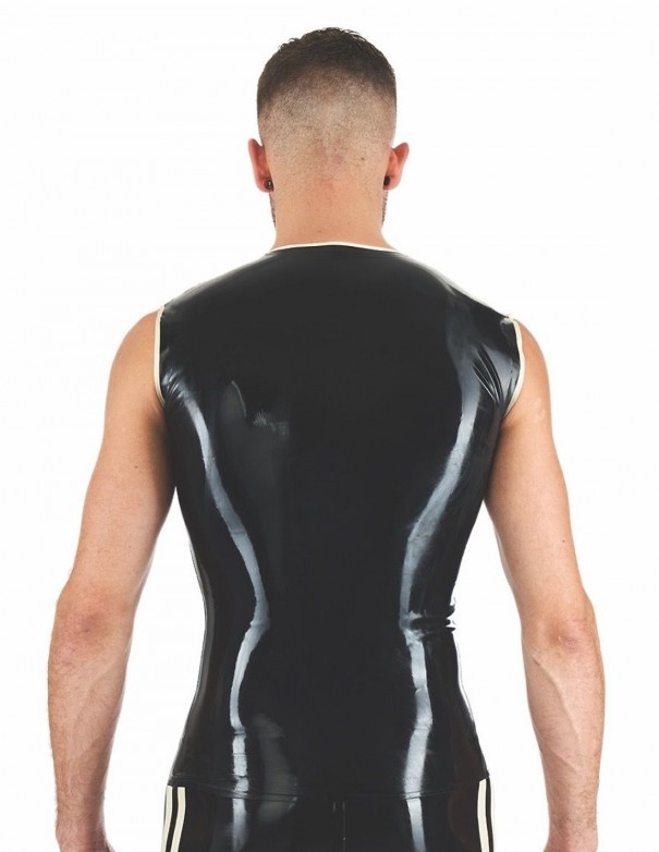 Mister B Rubber Sleeveless T-Shirt Black White