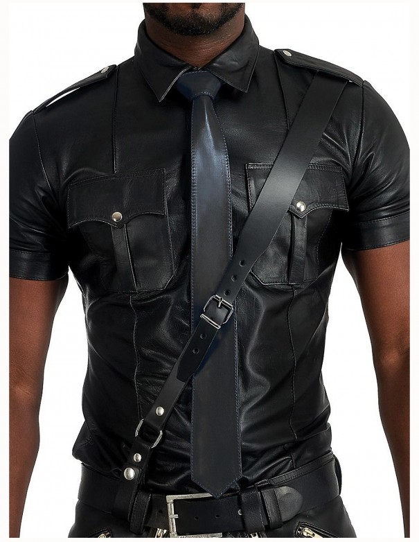 Mister B Leather Tie Stitched - Black