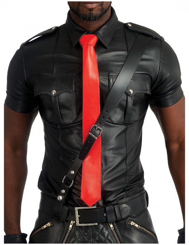 Mister B Leather Tie Stitched - Red