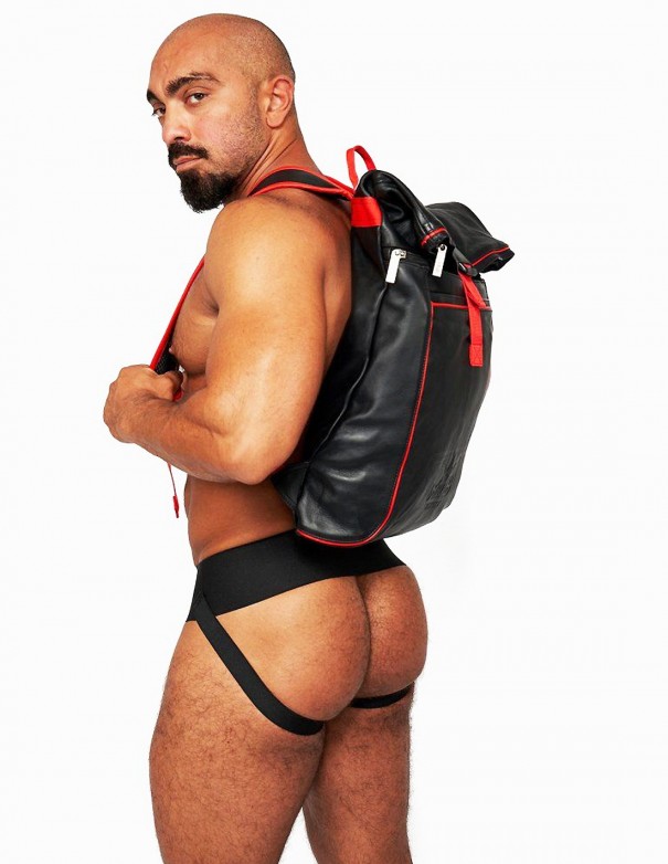 Mister B Leather Backpack - Black Red