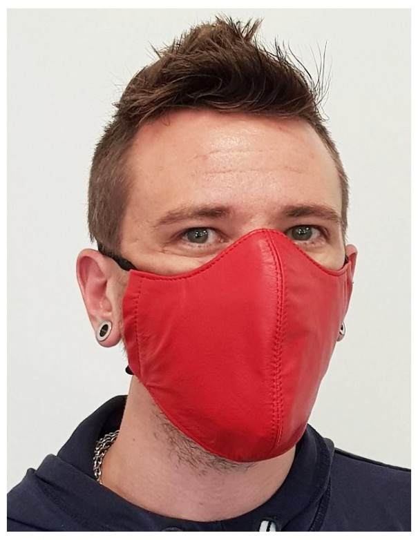 Mister B Leather Face Mask - Red