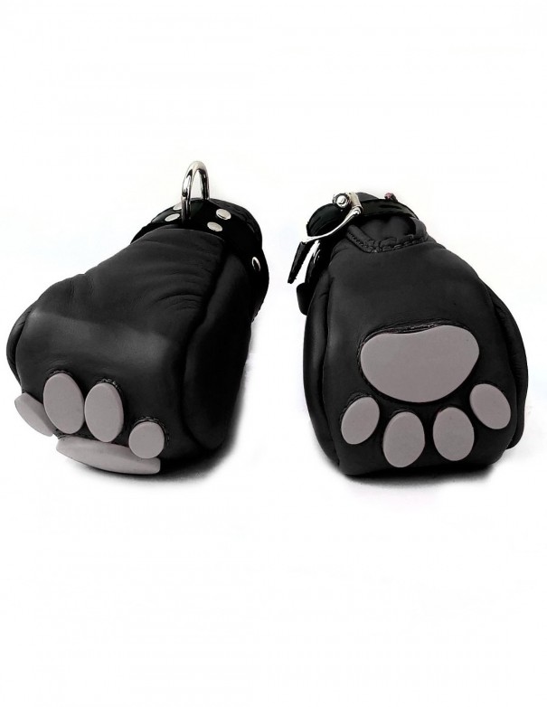 Mister B Leather Puppy Paws - Black Grey