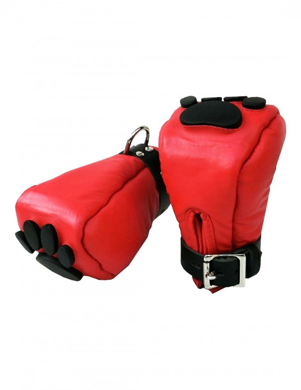Mister B Leather Puppy Paws - Red Black