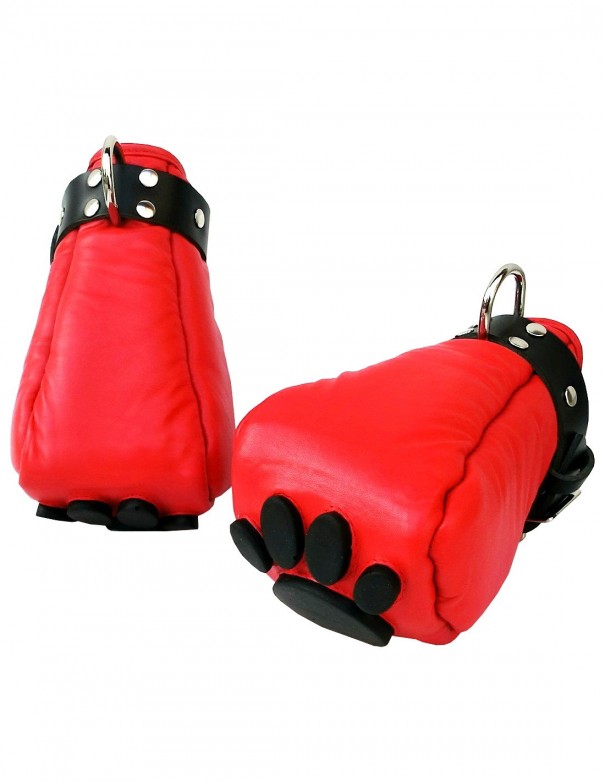 Mister B Leather Puppy Paws - Red Black
