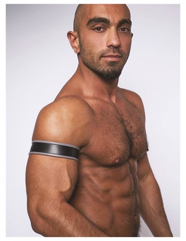 Mister B Leather Biceps Band Black Grey