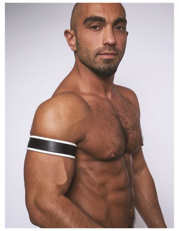 Mister B Leather Biceps Band Black White