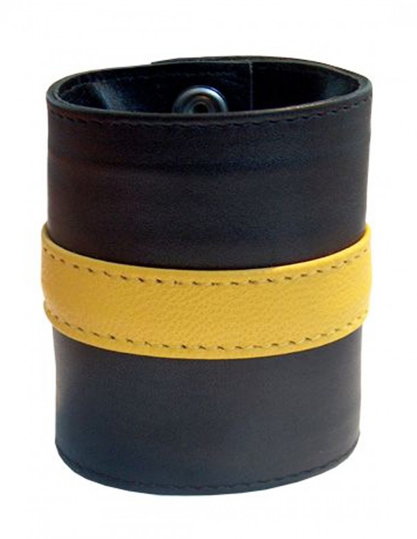 Mister B Leather Wrist Wallet Zip Grey Stripe