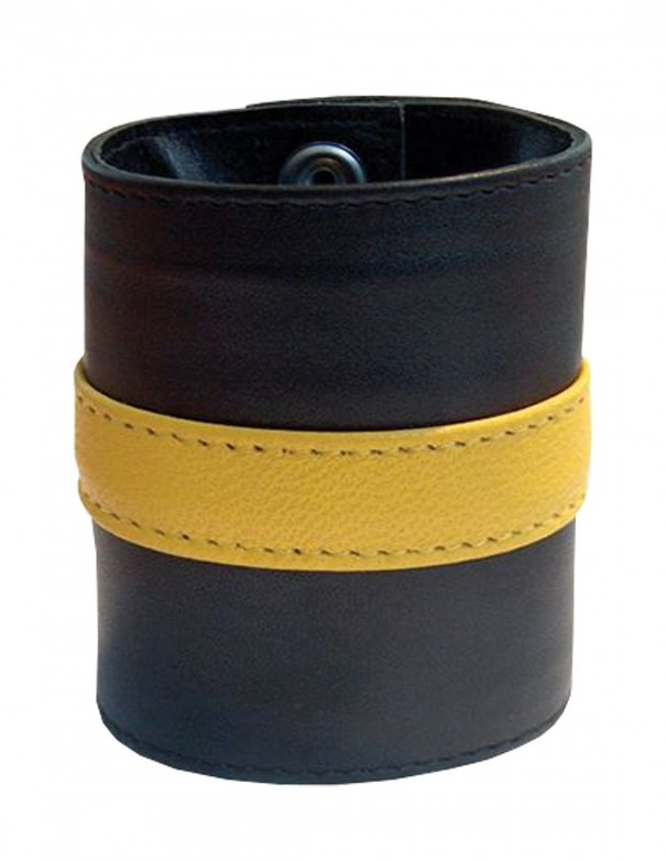 Mister B Leather Wrist Wallet Zip Grey Stripe