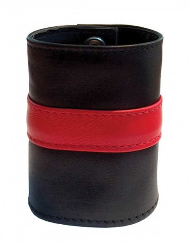 Mister B Leather Wrist Wallet Zip Grey Stripe