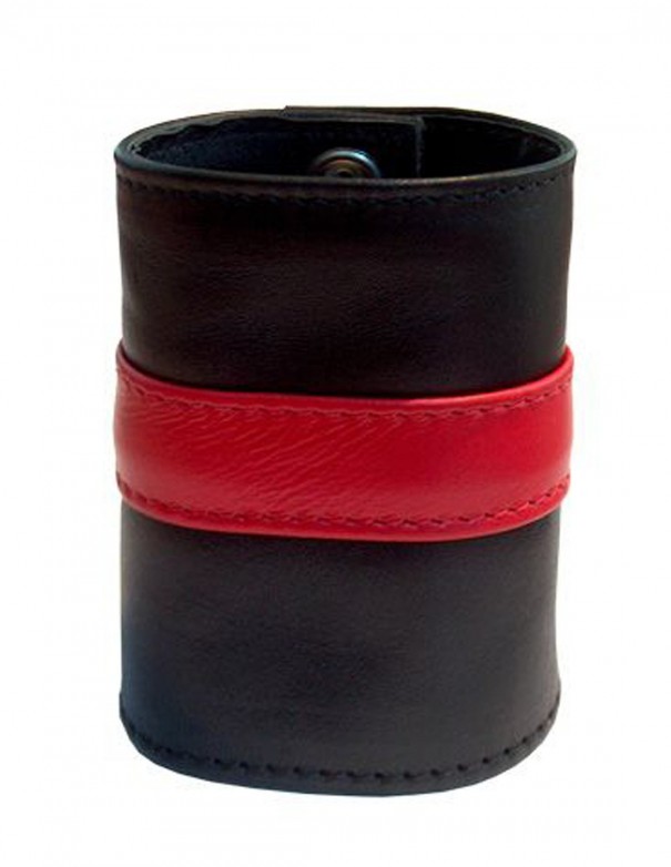 Mister B Leather Wrist Wallet Zip Grey Stripe