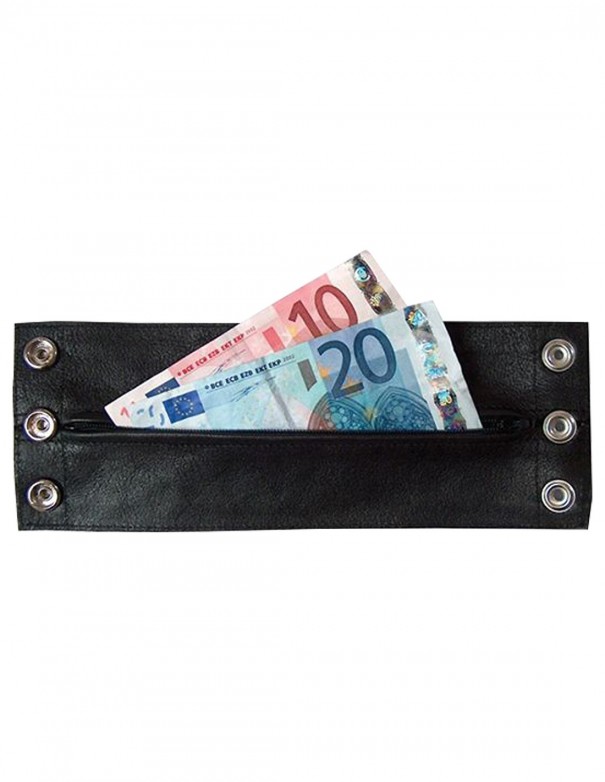 Mister B Leather Wrist Wallet Zip Grey Stripe