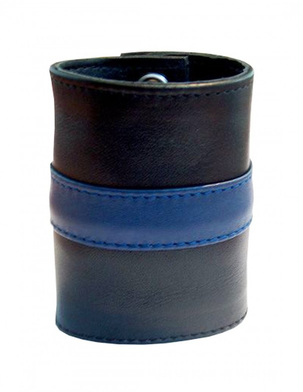 Mister B Leather Wrist Wallet Zip Grey Stripe