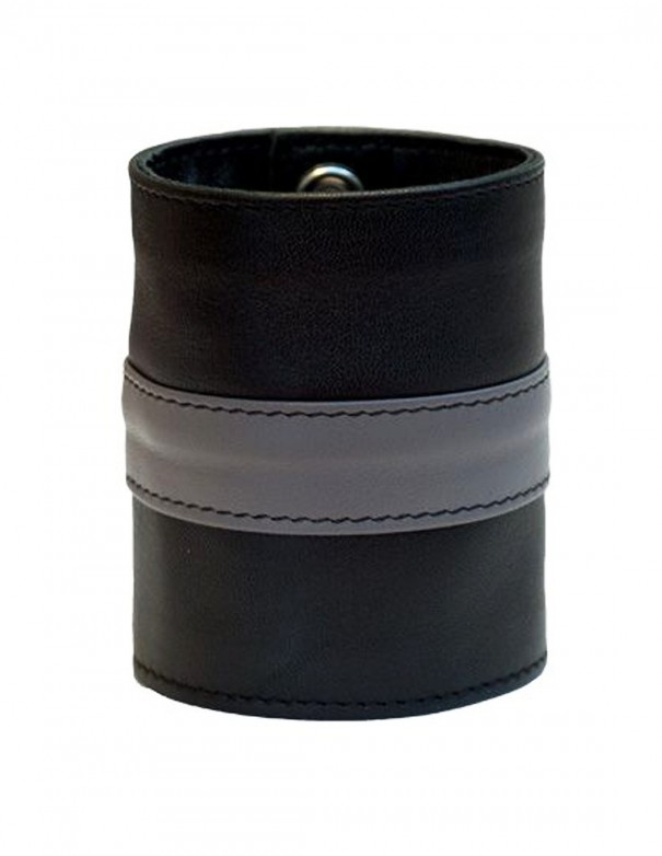 Mister B Leather Wrist Wallet Zip Grey Stripe