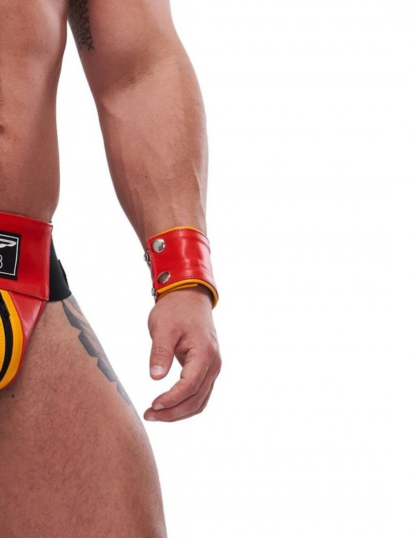 Mister B Leather Circuit Wrist Wallet Zip - Red Yellow