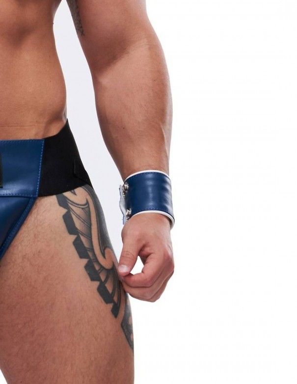 Mister B Leather Circuit Wrist Wallet Zip - Blue White