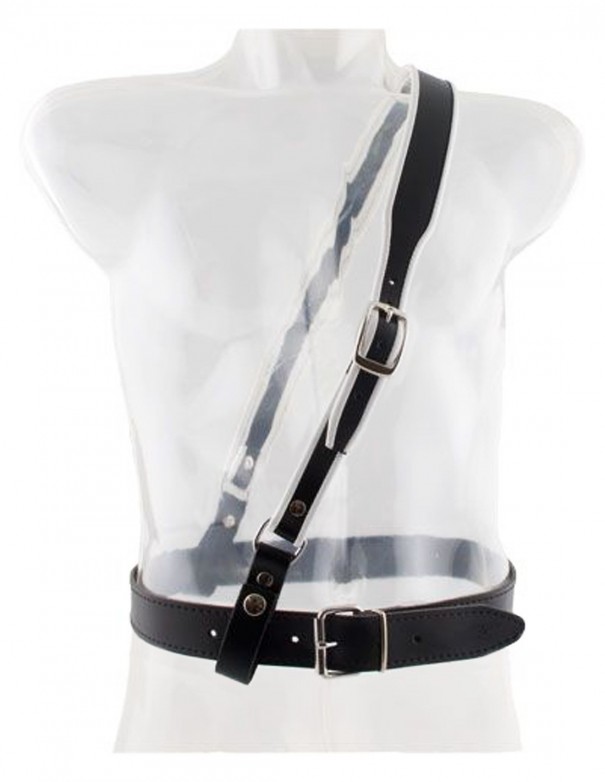 Mister B Leather Sam Browne Belt Premium Black - White