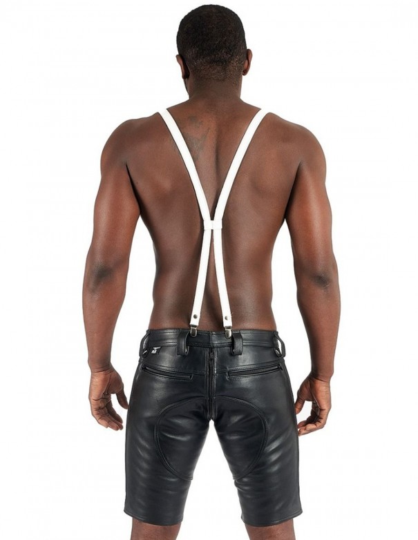 Mister B Leather Suspenders - White