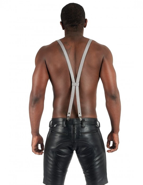 Mister B Leather Suspenders - Grey Mister B Leather Suspenders - Grey