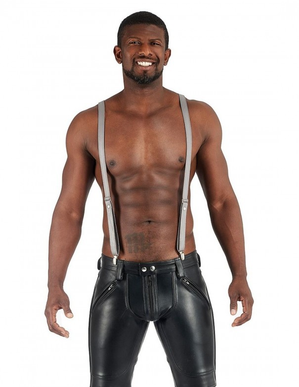 Mister B Leather Suspenders - Grey Mister B Leather Suspenders - Grey