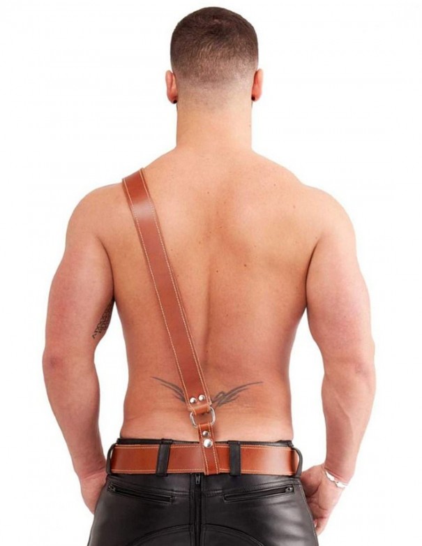 Mister B Leather Sam Browne Belt Stitched - Brown Mister B Leather Sam Browne Belt Stitched - Brown
