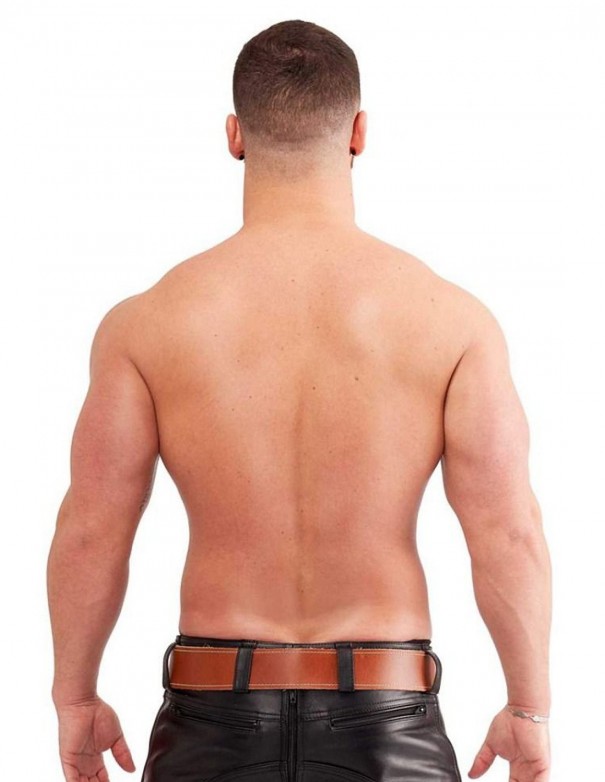 Mister B Leather Belt Stitched 5 cm - Brown
