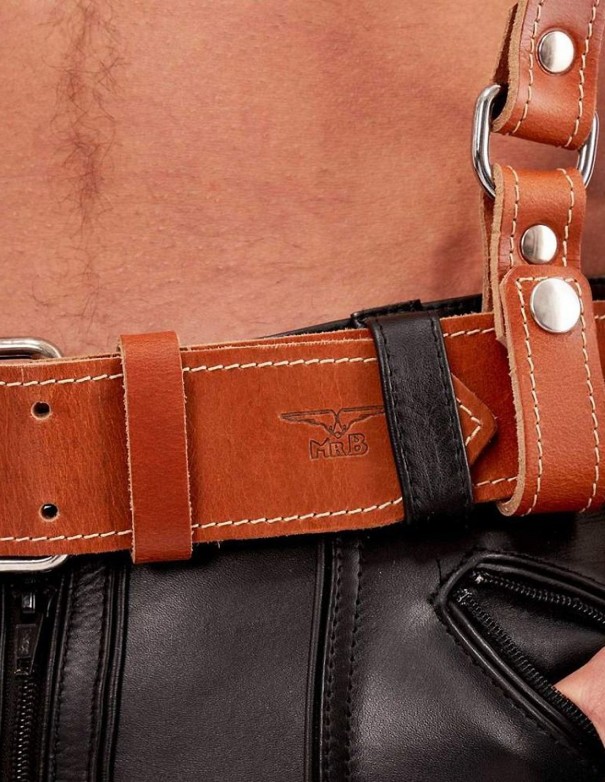 Mister B Leather Belt Stitched 5 cm - Brown Mister B Leather Belt Stitched 5 cm - Brown