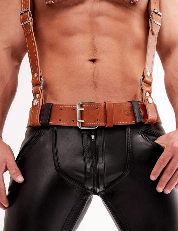 Mister B Leather Belt Stitched 5 cm - Brown Mister B Leather Belt Stitched 5 cm - Brown