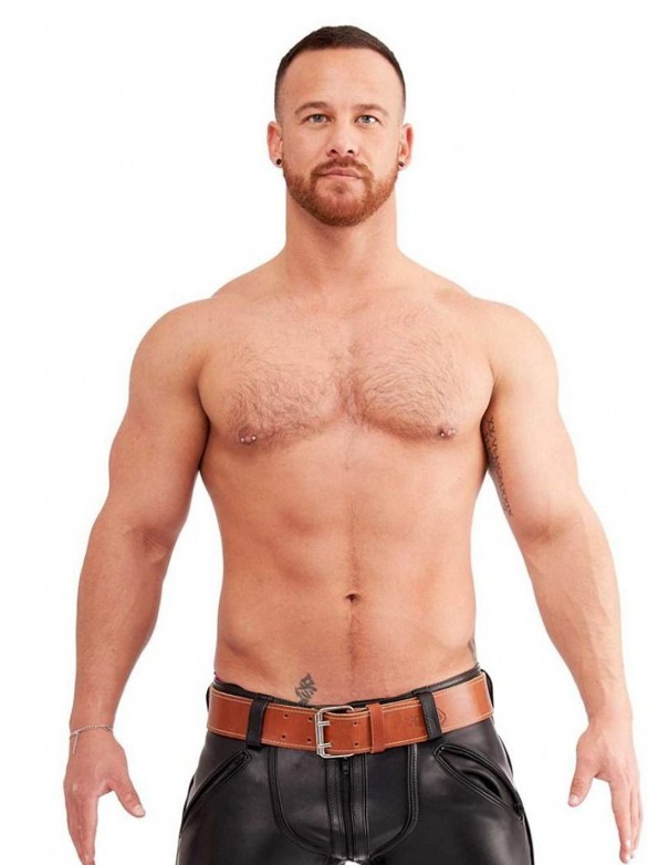 Mister B Leather Belt Stitched 5 cm - Brown Mister B Leather Belt Stitched 5 cm - Brown