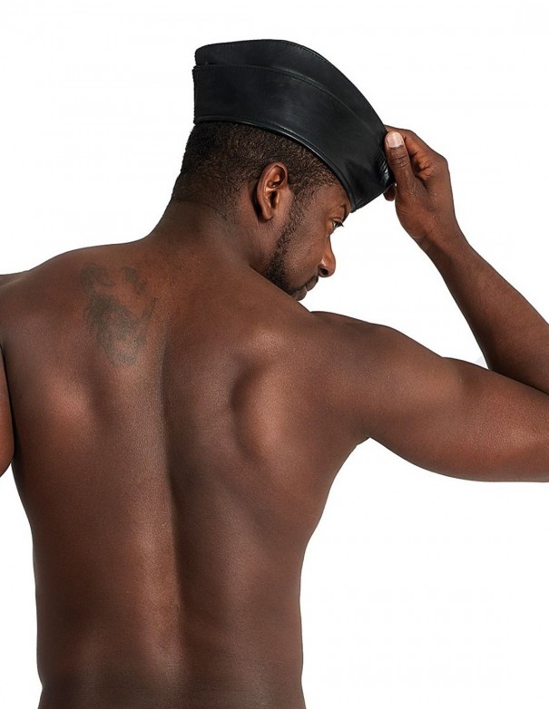 Mister B Leather Garrison Cap All Black