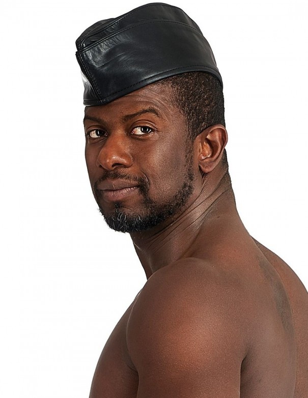 Mister B Leather Garrison Cap All Black