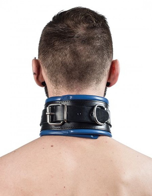 Mister B Leather Slave Collar Blue Padding