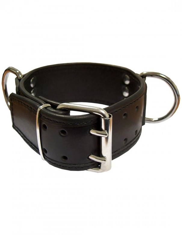 Mister B Leather Slave Collar D-Rings Broad