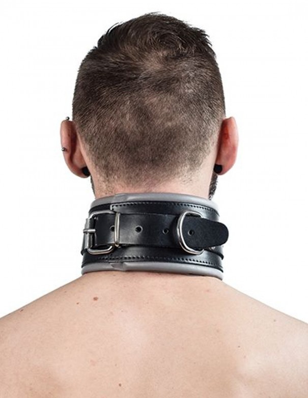 Mister B Leather Slave Collar Grey Padding