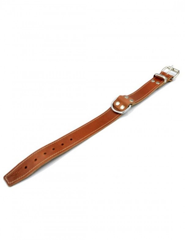 Mister B Leather Collar Stitched - Brown