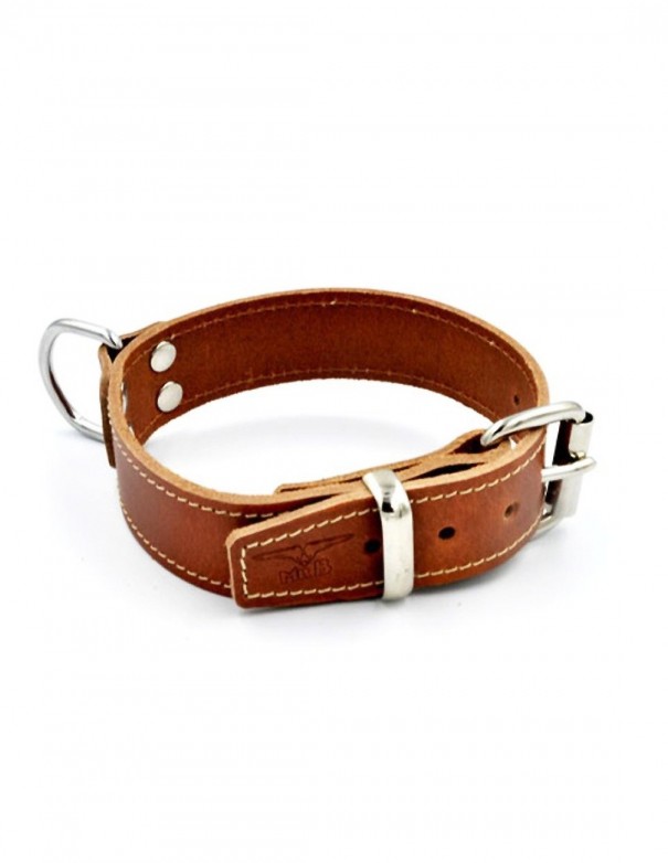 Mister B Leather Collar Stitched - Brown