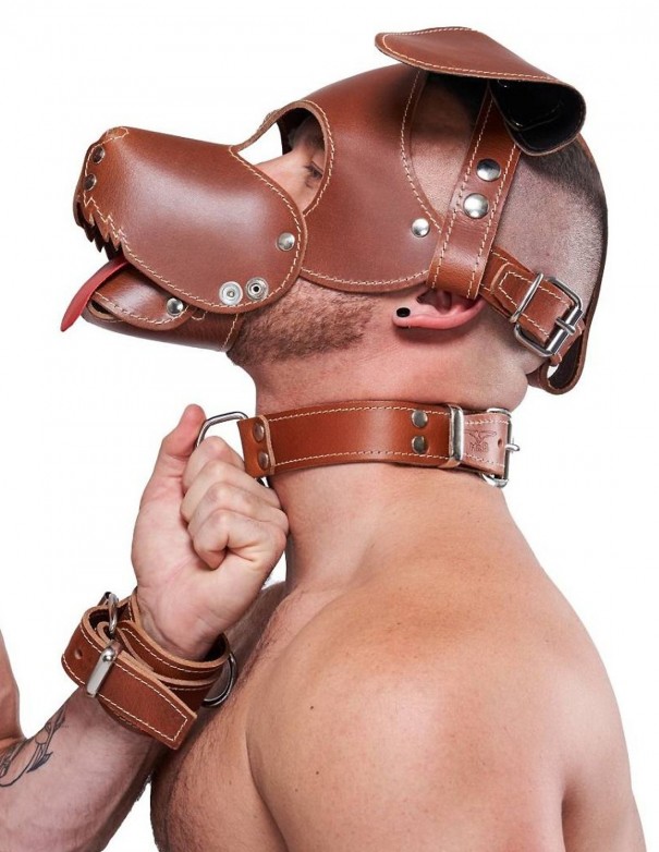 Mister B Leather Collar Stitched - Brown